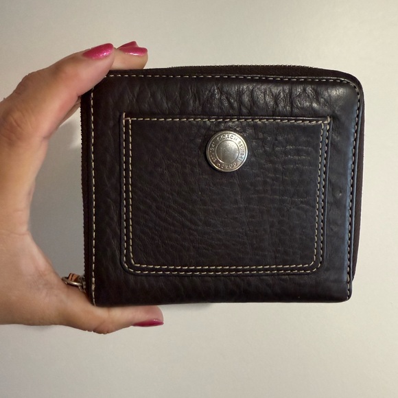 Coach Handbags - Coach Chelsea Dark Brown Leather Zip Wallet